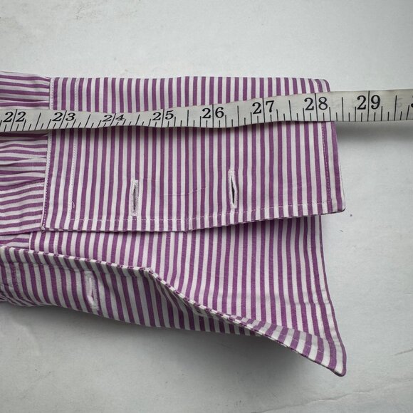 Turnbull & Asser READ Purple White Striped Dress Shirt100% Cotton Cuff Links XL - Picture 7 of 8
